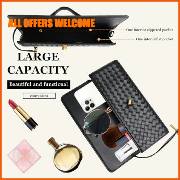 Woven PU Leather Evening Clutch Purse 11.8\